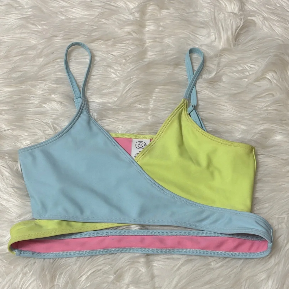Flaws Treasure & Bond Colorblock Girls Swim Top Size 16